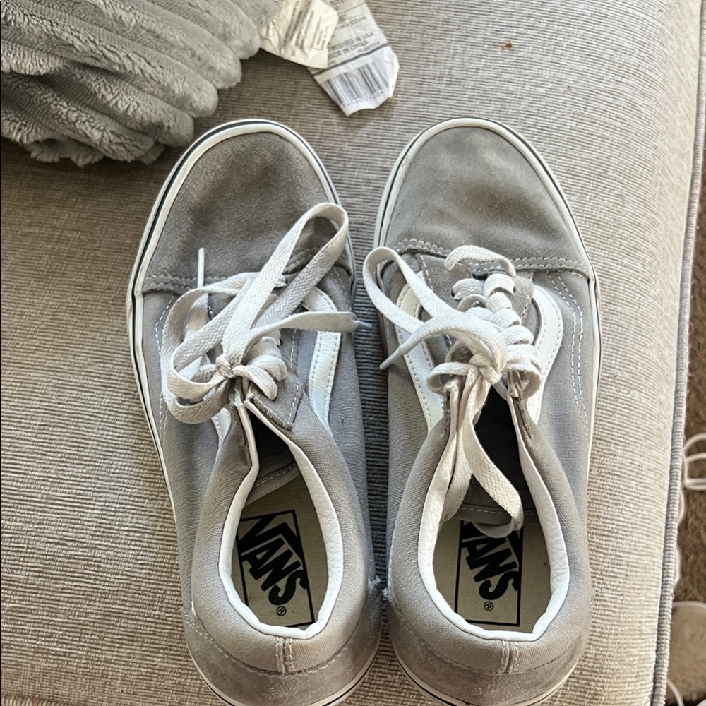 Vans Women's Light Gray and White Sneakers